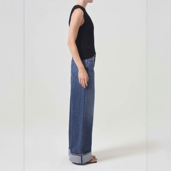 Agolde Dame Jeans in Control Wide Leg Cuffed Medium Wash 31 - Picture 3 of 12